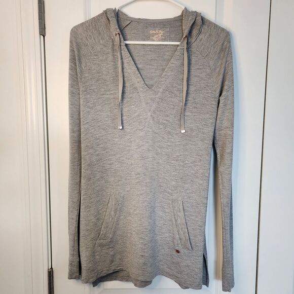 Lilly Pulitzer Tops - Lilly Pulitzer Luxletic Gray V-Neck Hooded Athletic Pullover Sweater XS